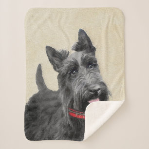 Couverture Sherpa Peinture de Terrier d'écossais - art original