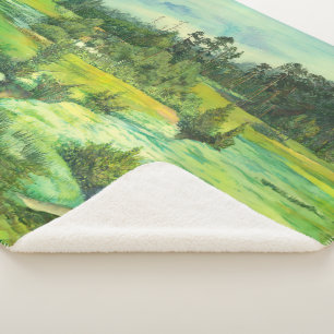 Couverture Sherpa peinture de vallée verte Aquarelle