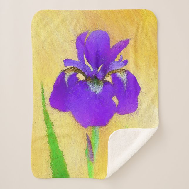 Couverture Sherpa Peinture Iris à pois pourpre - Chien original mign (Devant)