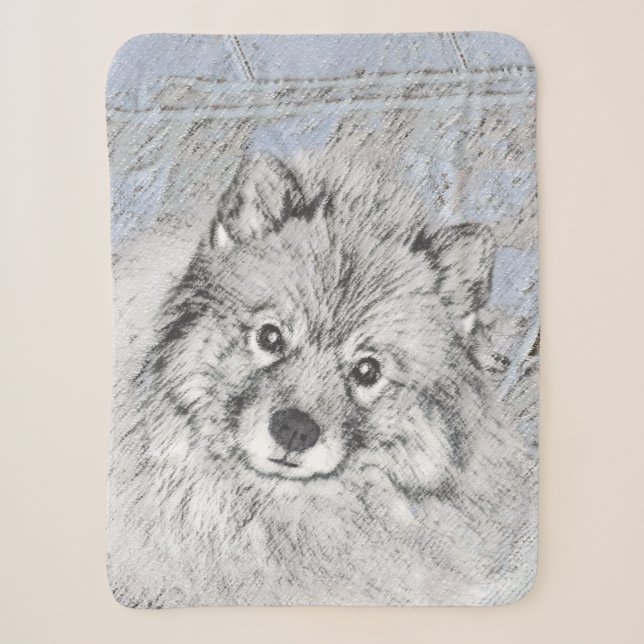 Couverture Sherpa Peinture Keeshond Beth - Joli art original chien (Devant)