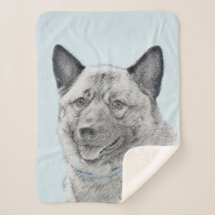Couverture Sherpa Peinture norvégienne Elkhound - Art original Chien
