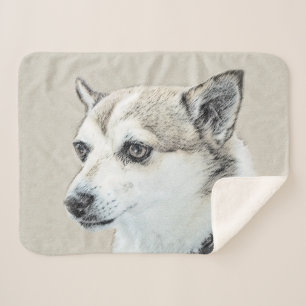 Couverture Sherpa Peinture norvégienne Lundehund - Art original chie