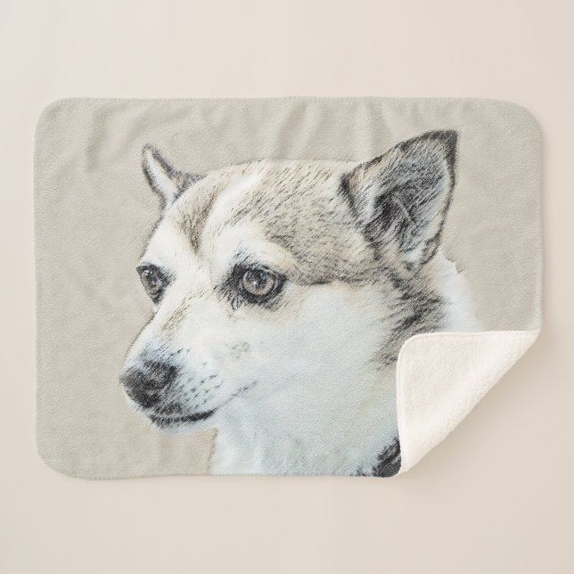 Couverture Sherpa Peinture norvégienne Lundehund - Art original chie (Devant (Horizontal))