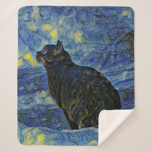Couverture Sherpa Peinture numérique Chat Shambhala à Vincent Van Go