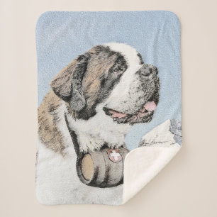 Couverture Sherpa Peinture Saint Bernard - Cute Original Chien Art