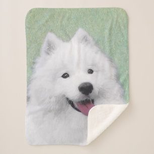 Couverture Sherpa Peinture Samoyed - Cute Original Chien Art