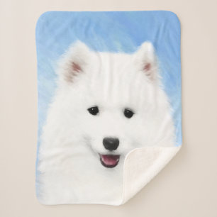 Couverture Sherpa Peinture Samoyed Puppy - Jolie Art Original Chien