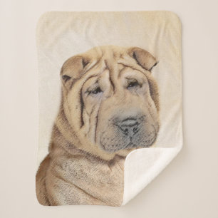 Couverture Sherpa Peinture Shar Pei - Cute Original Chien Art