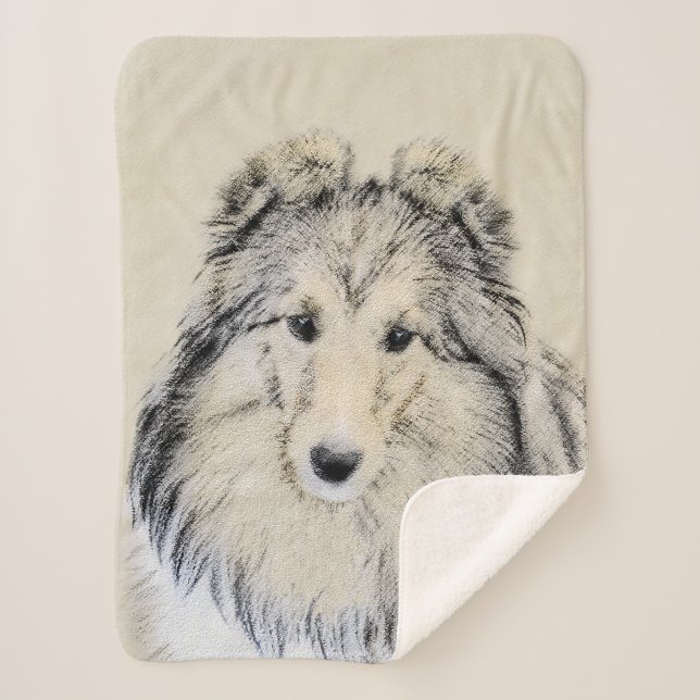 Couverture Sherpa Peinture Shetland Sheepdog - Jolie art original ch (Devant)