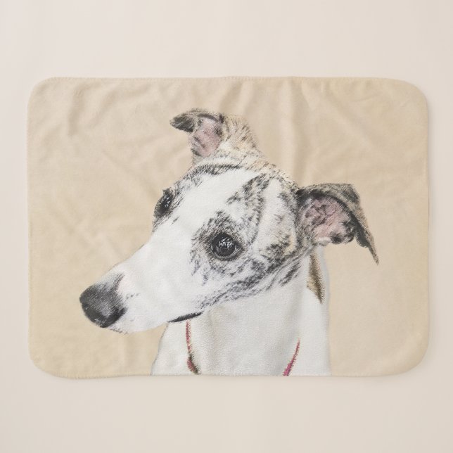 Couverture Sherpa Peinture Whippet - Art Original et Mignon de Chien (Devant (Horizontal))