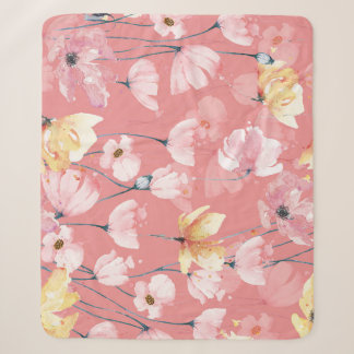 Couverture Sherpa Pépites Pastel : Aquarelle Florale Sans Seamless.