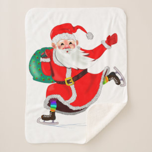 Couverture Sherpa Père Noël avec cadeau Noël Sherpa Blanket