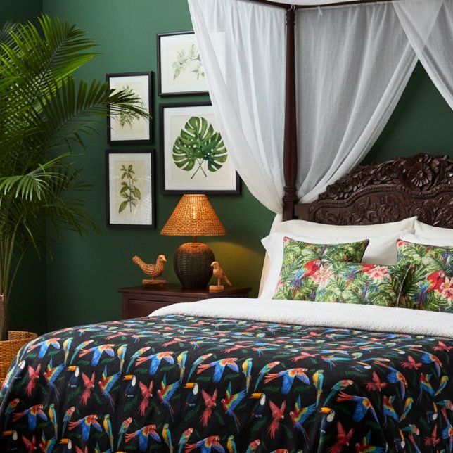 Couverture Sherpa Perroquets tropicaux & Toucans Blanket Oiseaux vib (Créateur téléchargé)
