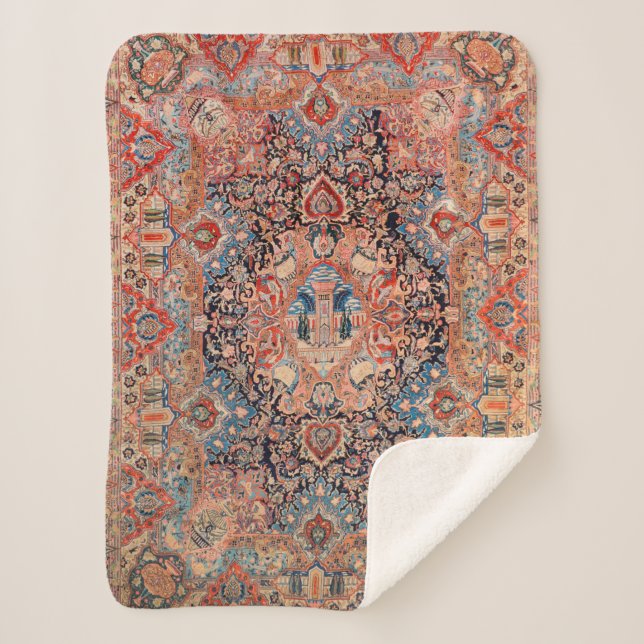 Couverture Sherpa Perse Moquette Rouge noir  (Devant)