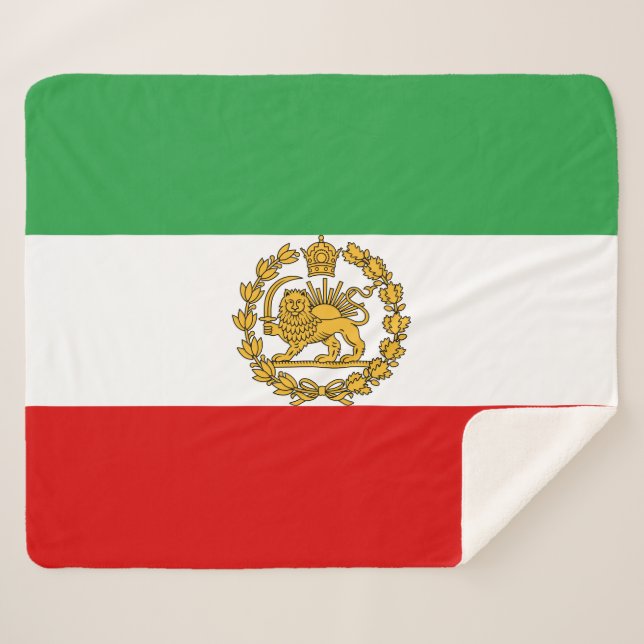 Couverture Sherpa Persian Lion And Sun Flag Crown Iranian Patriotic (Devant (Horizontal))