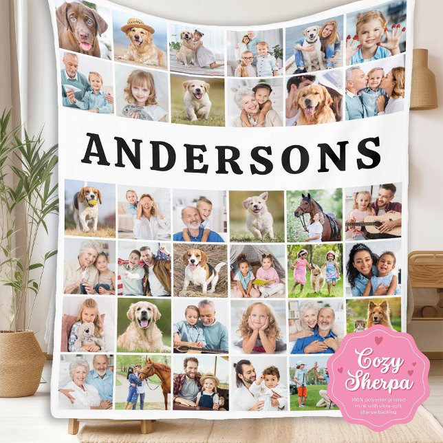 Couverture Sherpa Personalized 36 Photos Collage Cute Trendy Family (Créateur téléchargé)
