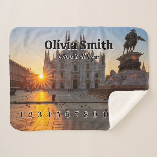 Couverture Sherpa Personalized Baby Milestone Blanket with photo (Devant (Horizontal))