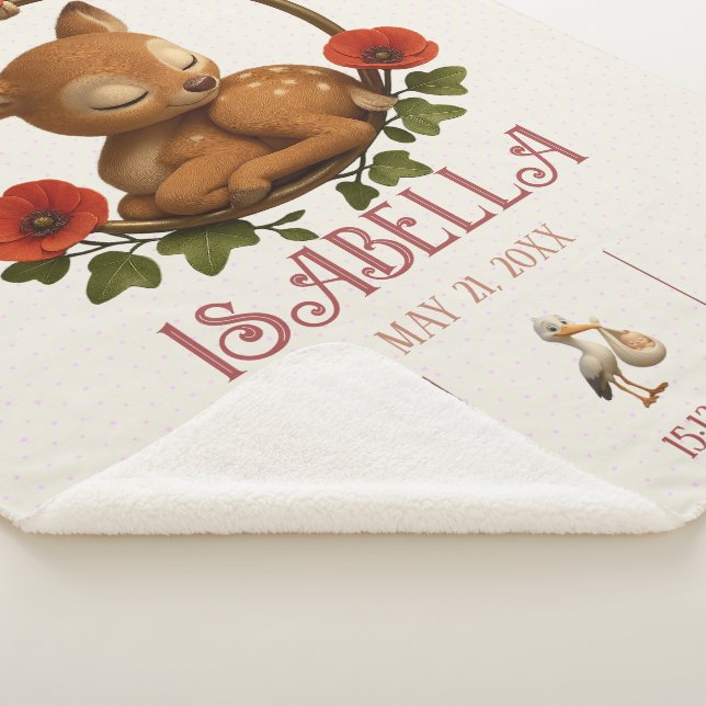 Couverture Sherpa Personalized Baby Sherpa Blanket – Woodland Fawn (3/4)