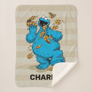 Couverture Sherpa Personalized Cookie Monster Watercolor Trend