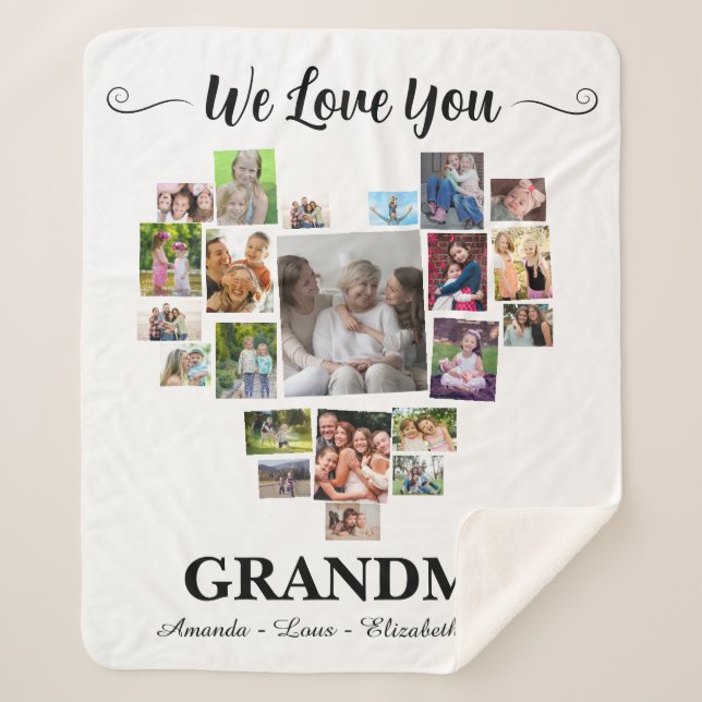 Couverture Sherpa Personalized Love You Grandma Hearts 21 Photo (Devant)