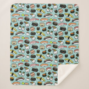 Couverture Sherpa Personnage de Cute Sushi  Kawaii Sushi Motif