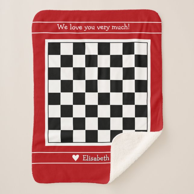 Couverture Sherpa personnalisable avec motif d'éch (Devant)