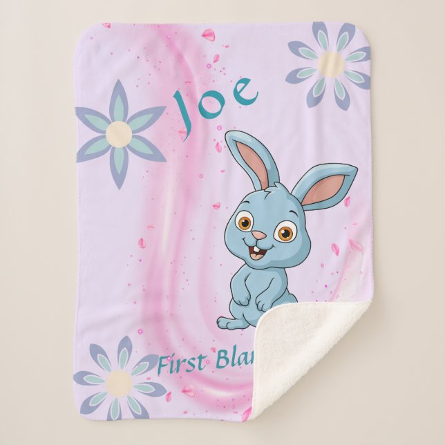 Couverture Sherpa Personnalisable Cute Bunny Baby Blanket (Devant)