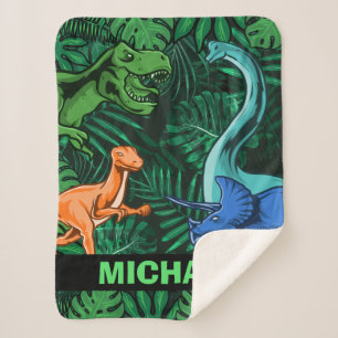 Couverture Sherpa Personnalisable Dinosaur Enfants Dino Jurassic Tre