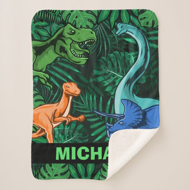 Couverture Sherpa Personnalisable Dinosaur Enfants Dino Jurassic Tre (Devant)
