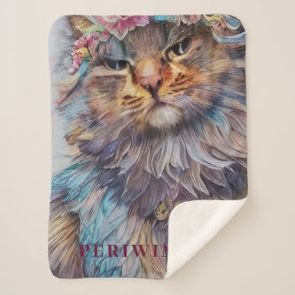 Couverture Sherpa Personnalisable Perse Nom & Photo Cute Cat