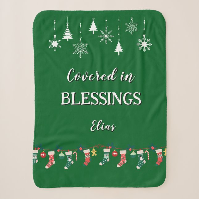 Couverture Sherpa personnalisable Vert Cadeau de N (Devant)