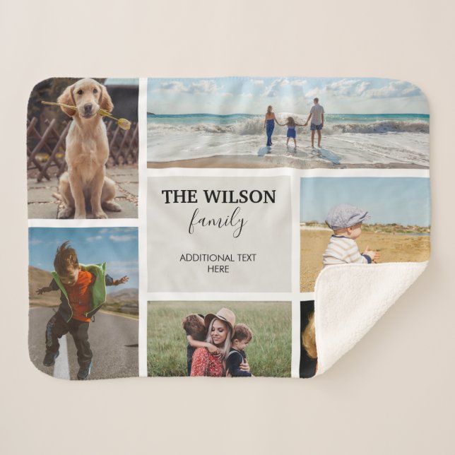 Couverture Sherpa Personnalisé 6 Photo Famille Souvenirs Collage (Devant (Horizontal))