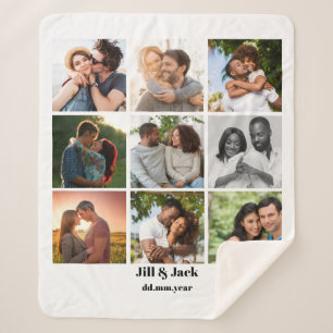 Couverture Sherpa Personnalisé 9 Photo Collage Modèle pour couples