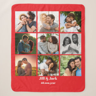 Couverture Sherpa Personnalisé 9 Photo Collage Modèle pour couples