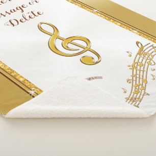 Couverture Sherpa Personnalisé, Blanche Musique Note, Cosy Sherpa