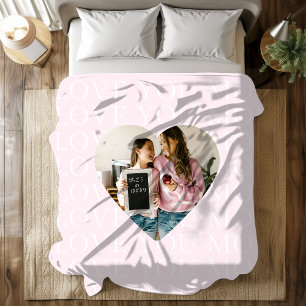 Couverture Sherpa Personnalisé Je t'aime Maman Coeur Photo