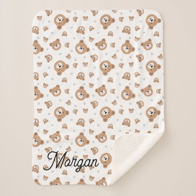 Couverture Sherpa Personnalisé, nous pouvons attendre Teddy Bear Mot (Devant)