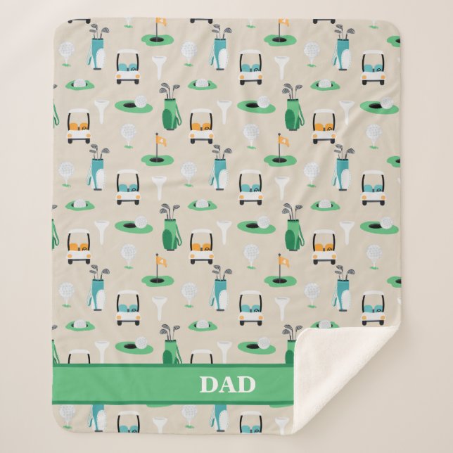 Couverture Sherpa Personnalisé Papa Golfer Golfcart Golfing Sport (Devant)