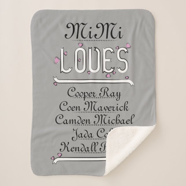 Couverture Sherpa Personnalisée, Mimi aime ses grands (Devant)