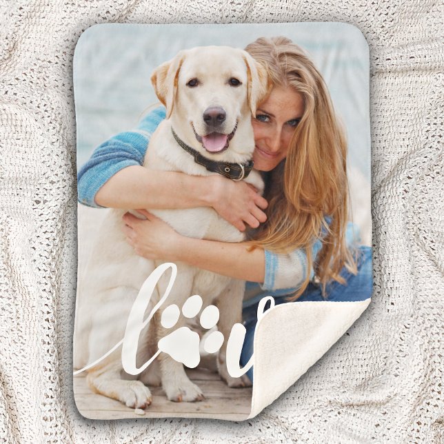 Couverture Sherpa Personnalisée Pet Lover Love Empreinte de patte Ch (Créateur téléchargé)