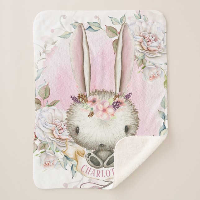 Couverture Sherpa personnalisée pour bébé fille la (Devant)