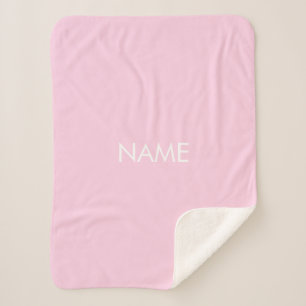 Couverture Sherpa Personnaliser avec nom, texte minimaliste rose cla
