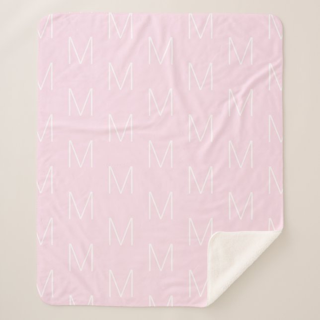 Couverture Sherpa Personnaliser monogramme lettre initiale rose pâle (Devant)