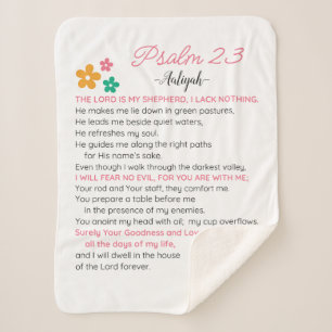 Couverture Sherpa Personnaliser Psaume 23-NIV Bible Scripture Fleurs