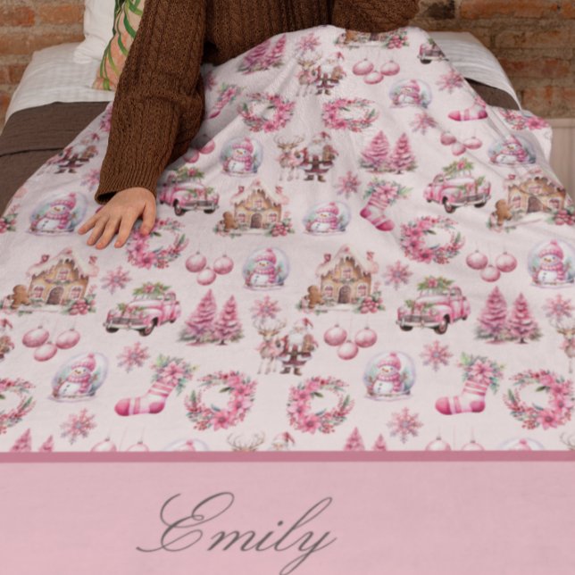 Couverture Sherpa Personnalité de Noël rose (Créateur téléchargé)