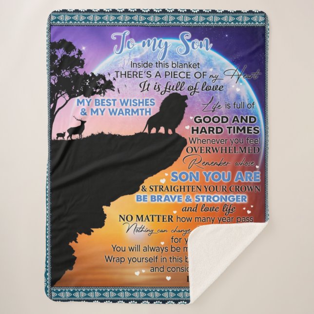 Couverture Sherpa Personnalized to My Son, Letter From Mama Blanket (Devant)