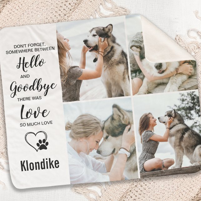 Couverture Sherpa Pet Memorial personnalisées Chien 4 photos Collage (Créateur téléchargé)