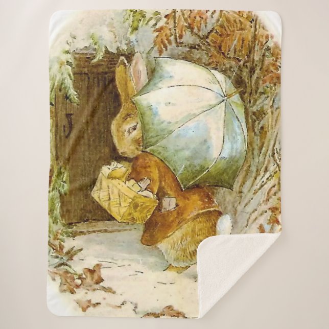 Couverture Sherpa "Peter Rabbit avec parapluie d'hiver" par Beatrix  (Devant)