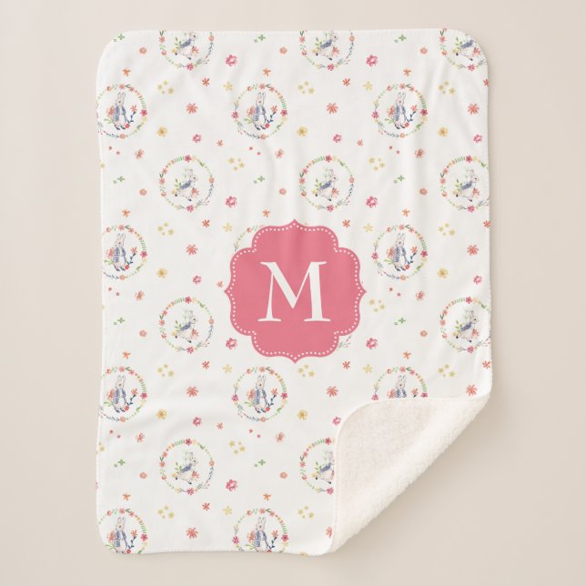 Couverture Sherpa Peter Rabbit | Floral Motif de couronne (Devant)