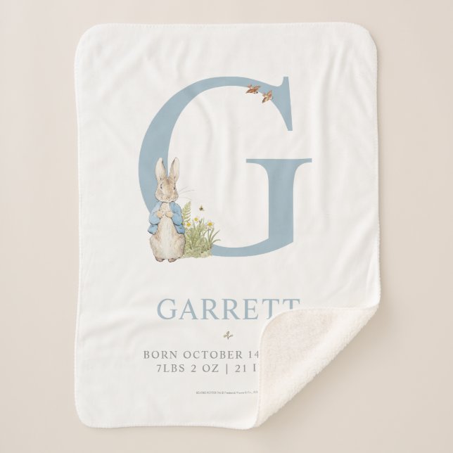 Couverture Sherpa Peter Rabbit | Lettre personnalisée G (Devant)